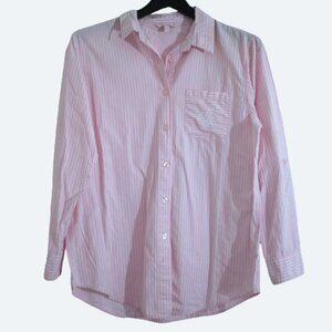 COPY - Jasmine rose pink white stripe JR embroidery blouse 100% cotton size M